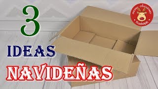 3 Ideas navideñas reciclando cartón para decorar en Navidad Manualidades con cartón [upl. by Witha]