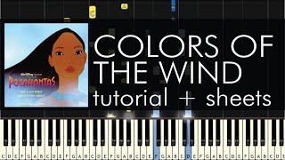 Pocahontas  Colors of the Wind  Piano Tutorial  Sheet Music [upl. by Cas]