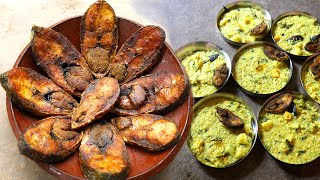 Ilish Vaja Khichuri  Sunday Special Lunch with Podmar Hilsha Fry and Bengali home style Khichuri [upl. by Eerol]