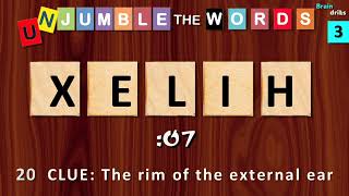 UNJUMBLE THE WORDS QUIZ 5 letters 3 I Unscramble 30 Scrambled General Knowledge Words I [upl. by Arok316]