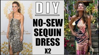 DIY How To Make 2 NO SEW Sequin Dresses RED CARPET  By Orly Shani [upl. by Newol246]