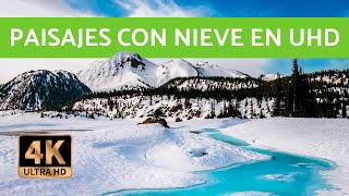 Los mejores PAISAJES NEVADOS con MÚSICA relajante 🏔️❄️ Vídeo 4K [upl. by Hanala]