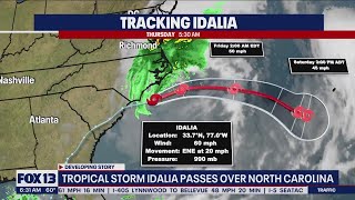 Tropical storm Idalia passes over North Carolina [upl. by Ydnys]