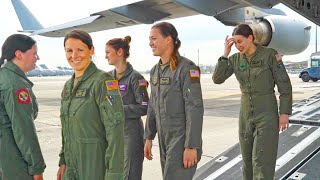 All Female Flight US Air Force C17 Globemaster III Aircraft [upl. by Eads478]